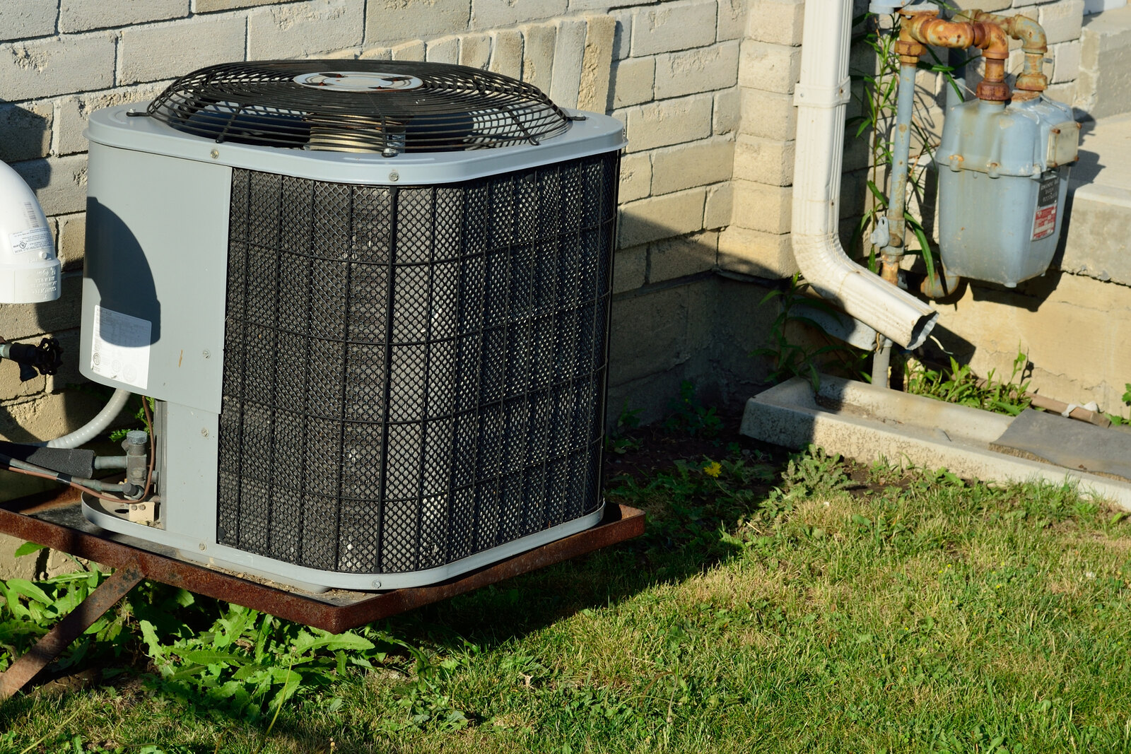 A real outdoor air-conditioner condenser
