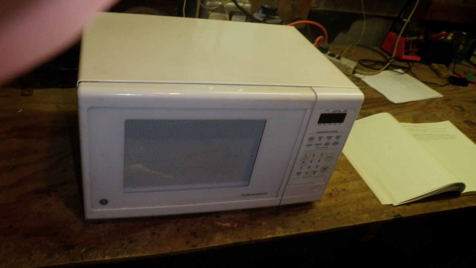 A real countertop microwave oven viewed from the front